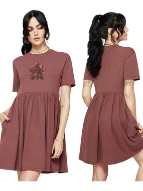 Disturbia | Aster Embroidered Pentagram Skater Style Mini T-Shirt Dress Size 4